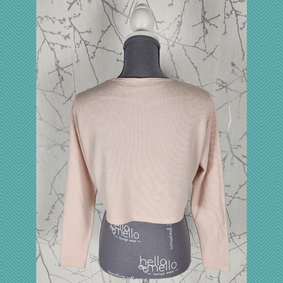 Sunday Best Cream Beige Waffle Knit V-Neck Baby Tee - Picture 3 of 4